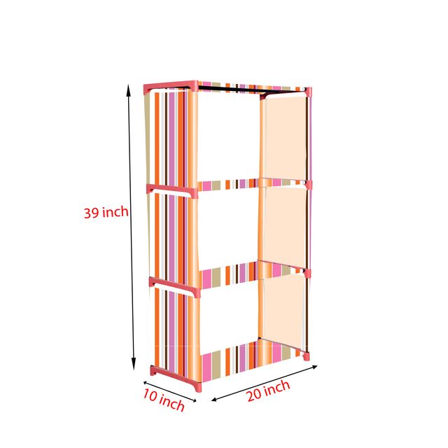 FurnishBite A4 4 Layer Collapsible Bookshelf for storing (Books, collectibles etc) (Color 8 Orange, DIY)