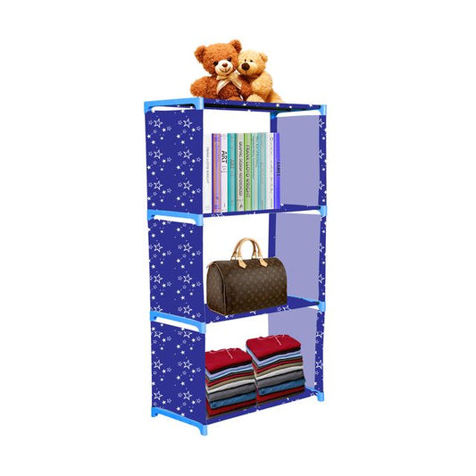 FurnishBite A4 4 Layer Collapsible Bookshelf for storing (Books, collectibles etc) (Color 9 Blue, DIY)