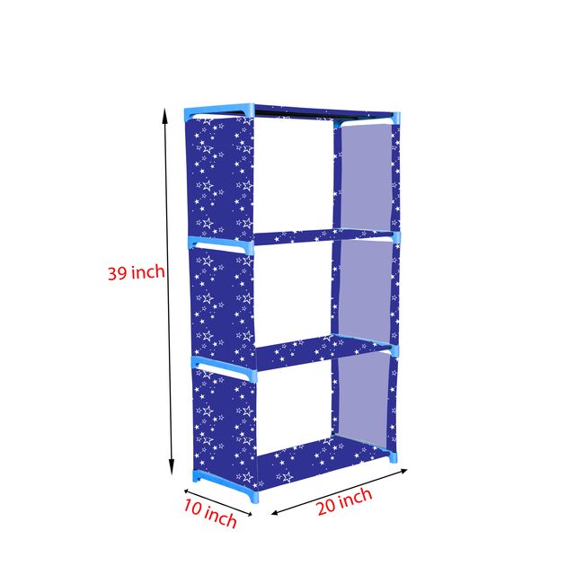 FurnishBite A4 4 Layer Collapsible Bookshelf for storing (Books, collectibles etc) (Color 9 Blue, DIY)