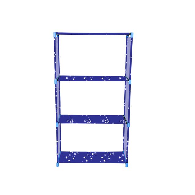 FurnishBite A4 4 Layer Collapsible Bookshelf for storing (Books, collectibles etc) (Color 9 Blue, DIY)