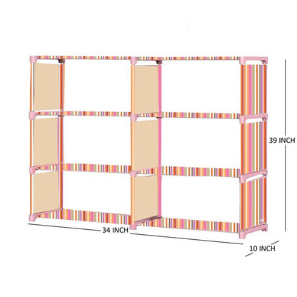 FurnishBite B6 6 Layer Collapsible Bookshelf for storing (Books, collectibles etc) (Color 8 Orange, DIY)