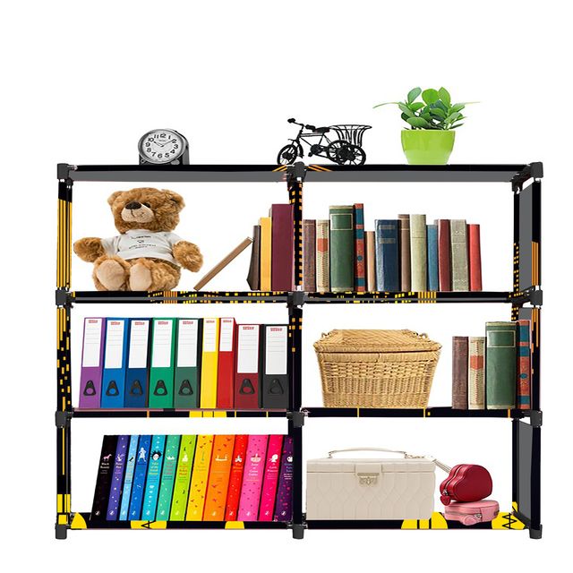 FurnishBite B6 6 Layer Collapsible Bookshelf for storing (Books, collectibles etc) (Color 11 Black, DIY)