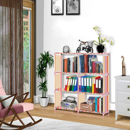 FurnishBite B6 6 Layer Collapsible Bookshelf for storing (Books, collectibles etc) (Color 8 Orange, DIY)