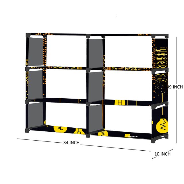 FurnishBite B6 6 Layer Collapsible Bookshelf for storing (Books, collectibles etc) (Color 11 Black, DIY)