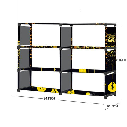 FurnishBite B6 6 Layer Collapsible Bookshelf for storing (Books, collectibles etc) (Color 11 Black, DIY)