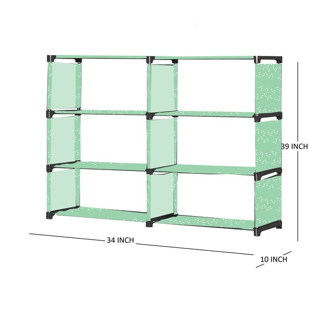 FurnishBite B6 6 Layer Collapsible Bookshelf for storing (Books, collectibles etc) (Color 5 Green, DIY)