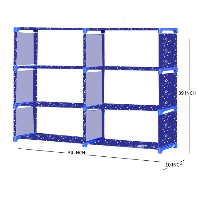 FurnishBite B6 6 Layer Collapsible Bookshelf for storing (Books, collectibles etc) (Color 9 Blue, DIY)