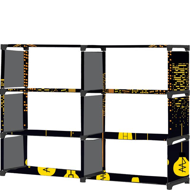 FurnishBite B6 6 Layer Collapsible Bookshelf for storing (Books, collectibles etc) (Color 11 Black, DIY)