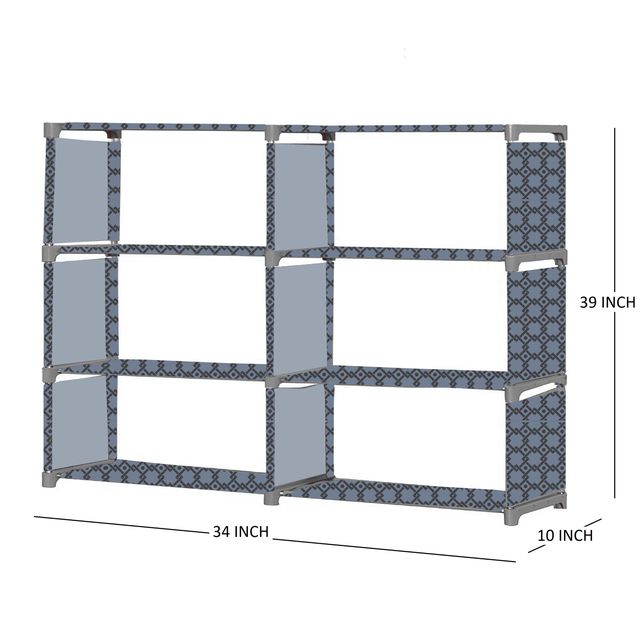 FurnishBite B6 6 Layer Collapsible Bookshelf for storing (Books, collectibles etc) (Color 1 Grey, DIY)