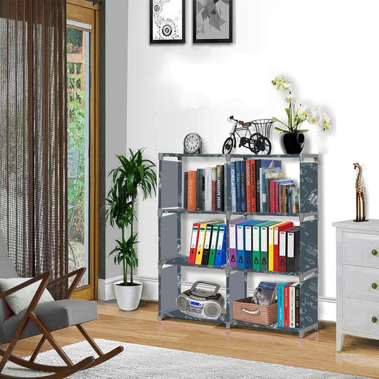 FurnishBite B6 6 Layer Collapsible Bookshelf for storing (Books, collectibles etc) (Color 12 Grey, DIY)