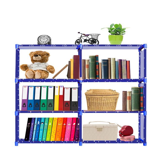 FurnishBite B6 6 Layer Collapsible Bookshelf for storing (Books, collectibles etc) (Color 9 Blue, DIY)