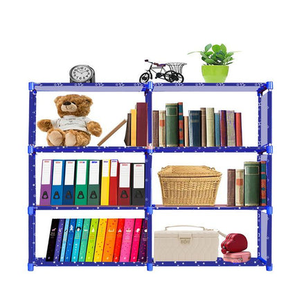 FurnishBite B6 6 Layer Collapsible Bookshelf for storing (Books, collectibles etc) (Color 9 Blue, DIY)