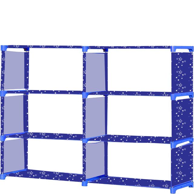 FurnishBite B6 6 Layer Collapsible Bookshelf for storing (Books, collectibles etc) (Color 9 Blue, DIY)