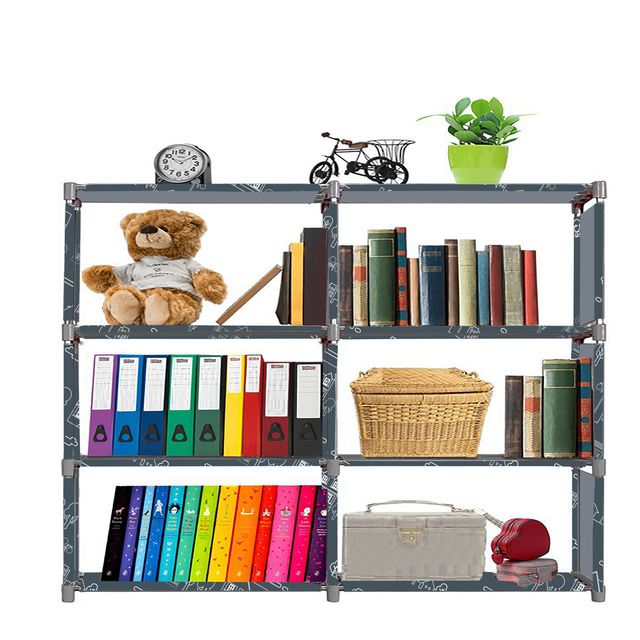 FurnishBite B6 6 Layer Collapsible Bookshelf for storing (Books, collectibles etc) (Color 12 Grey, DIY)