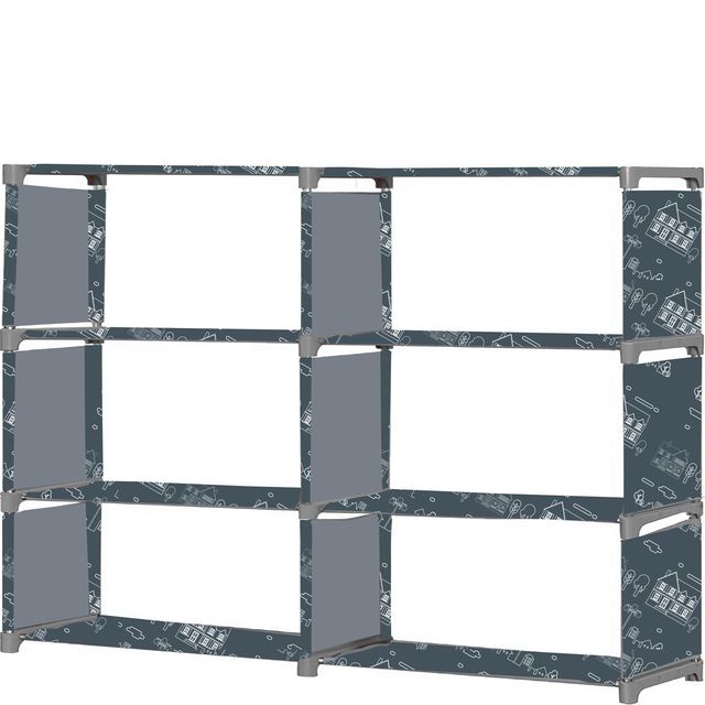 FurnishBite B6 6 Layer Collapsible Bookshelf for storing (Books, collectibles etc) (Color 12 Grey, DIY)