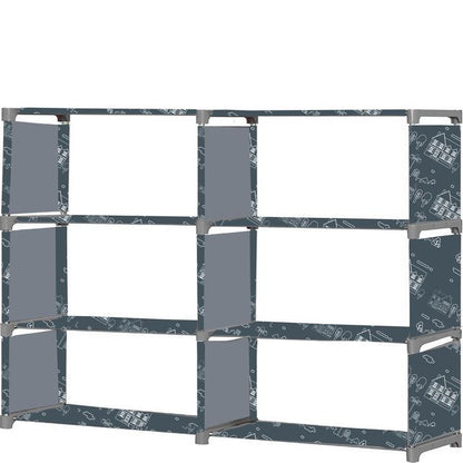 FurnishBite B6 6 Layer Collapsible Bookshelf for storing (Books, collectibles etc) (Color 12 Grey, DIY)